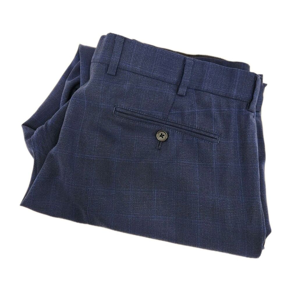 Brooks Brothers Regent Dress Pants Men's 36x27 Blue Plaid Straight‎ 100% Wool